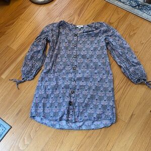 J. Crew x liberty Tie-sleeve button-front organic cotton Dress size small